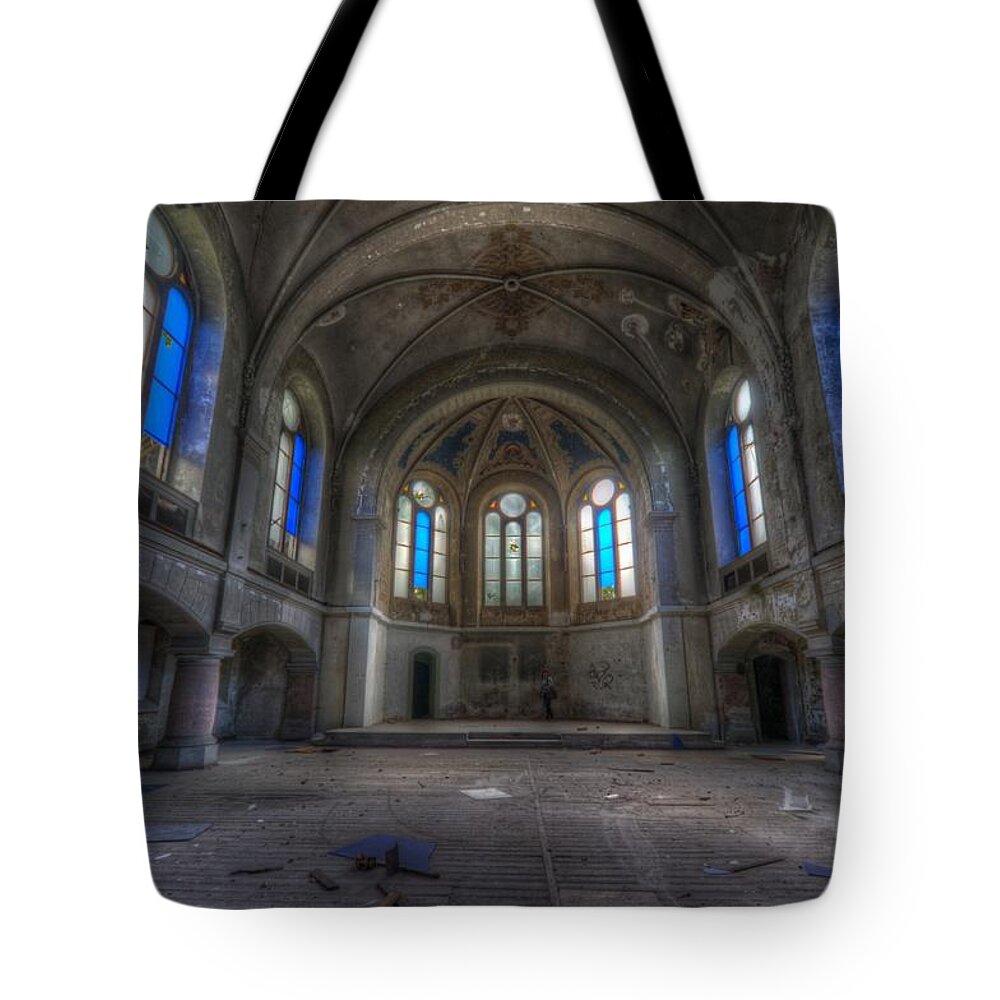 German Tote Bag featuring the photograph Blue windows by Nathan Wright