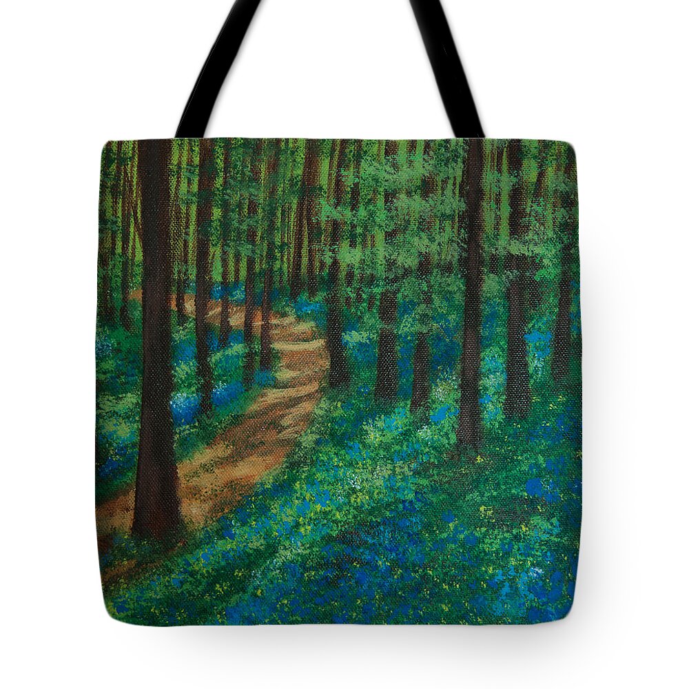 Forest Tote Bag featuring the painting Bluebell Forest by Elizabeth Mundaden