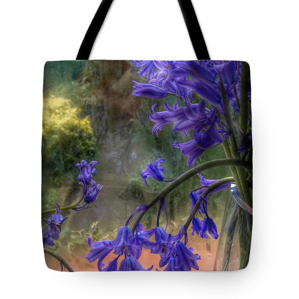 Bluebells Tote Bag featuring the photograph Bluebells in My Garden Window by Joan-Violet Stretch