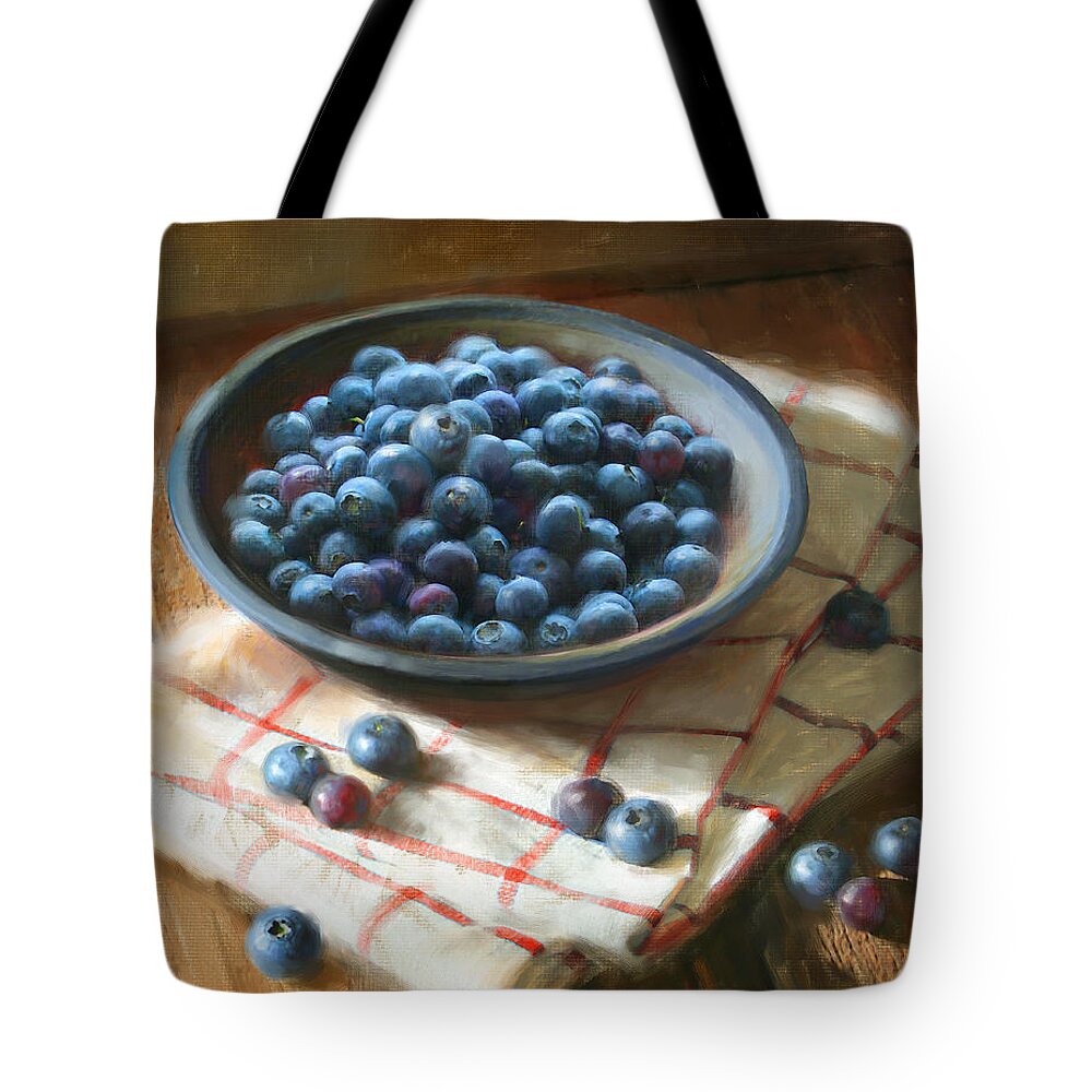 Blueberries Tote Bag featuring the painting Blueberries by Robert Papp