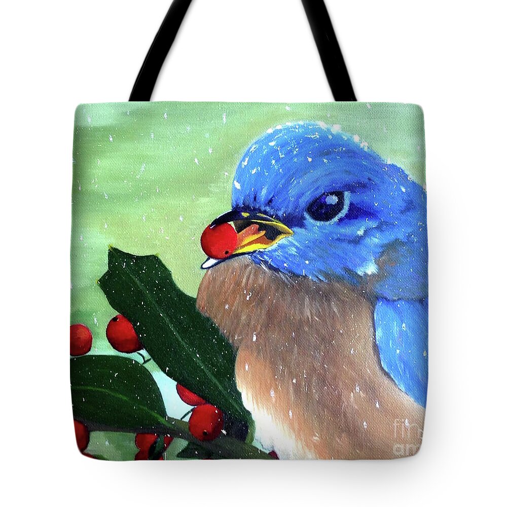 Bluebird Tote Bag featuring the painting Bluebird by Jennefer Chaudhry
