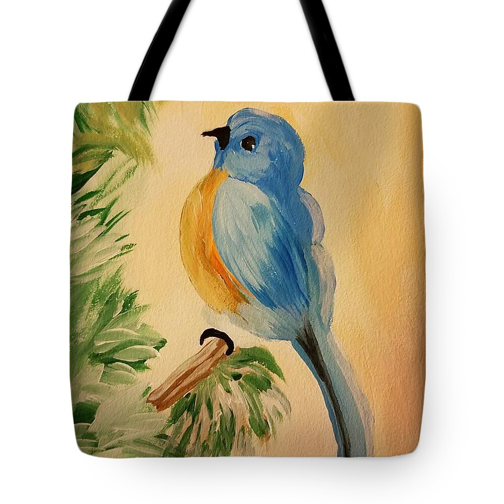 Bluebird Tote Bag featuring the painting Bluebird by Maria Urso
