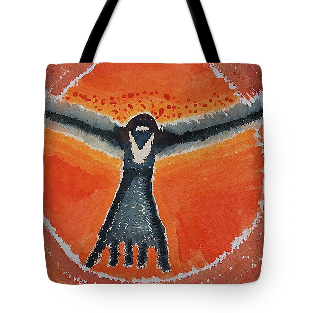 Bluebird Tote Bag featuring the painting Bluebird Shaman original painting by Sol Luckman