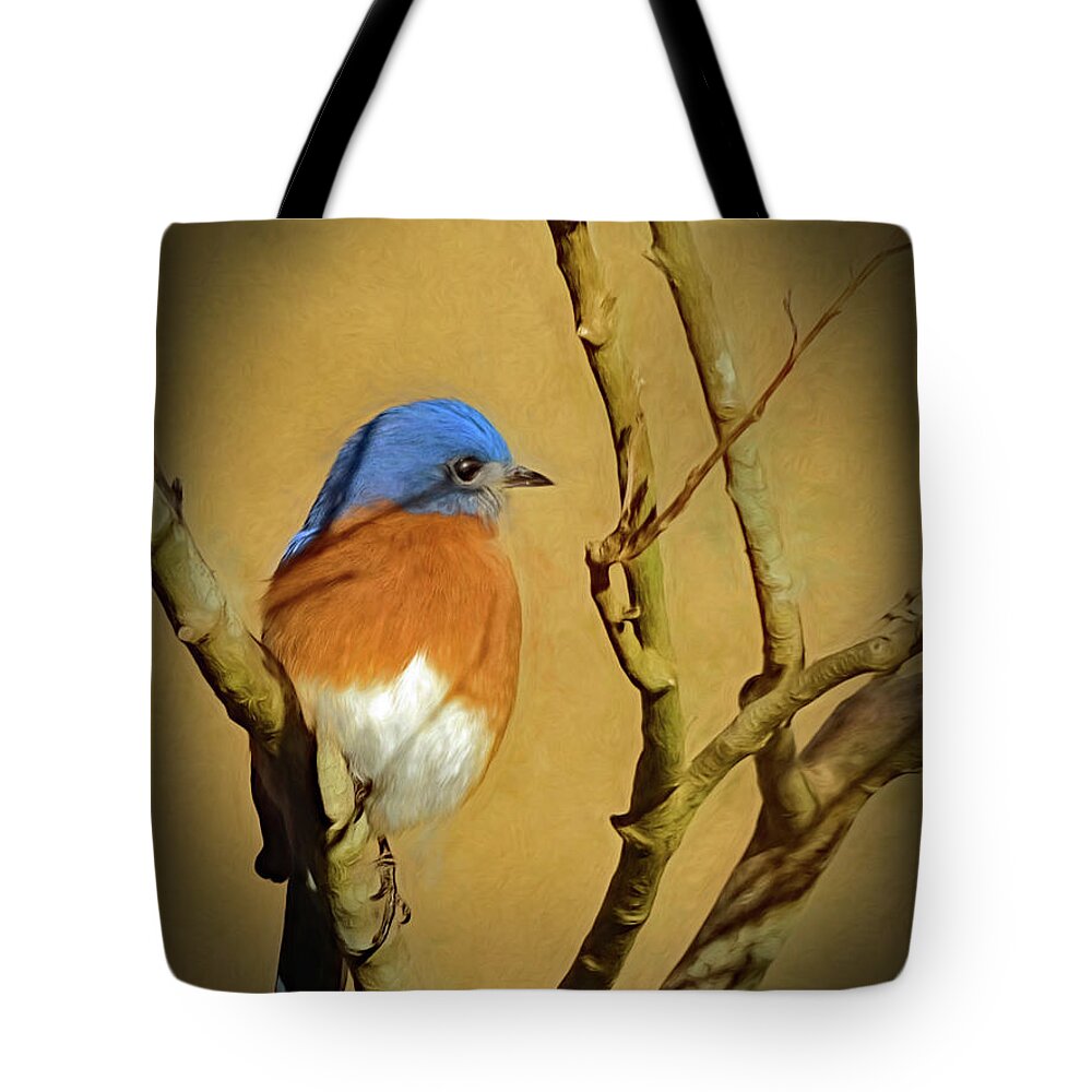 Bluebird Tote Bag featuring the photograph Bluebird Waiting For Spring by Sue Melvin