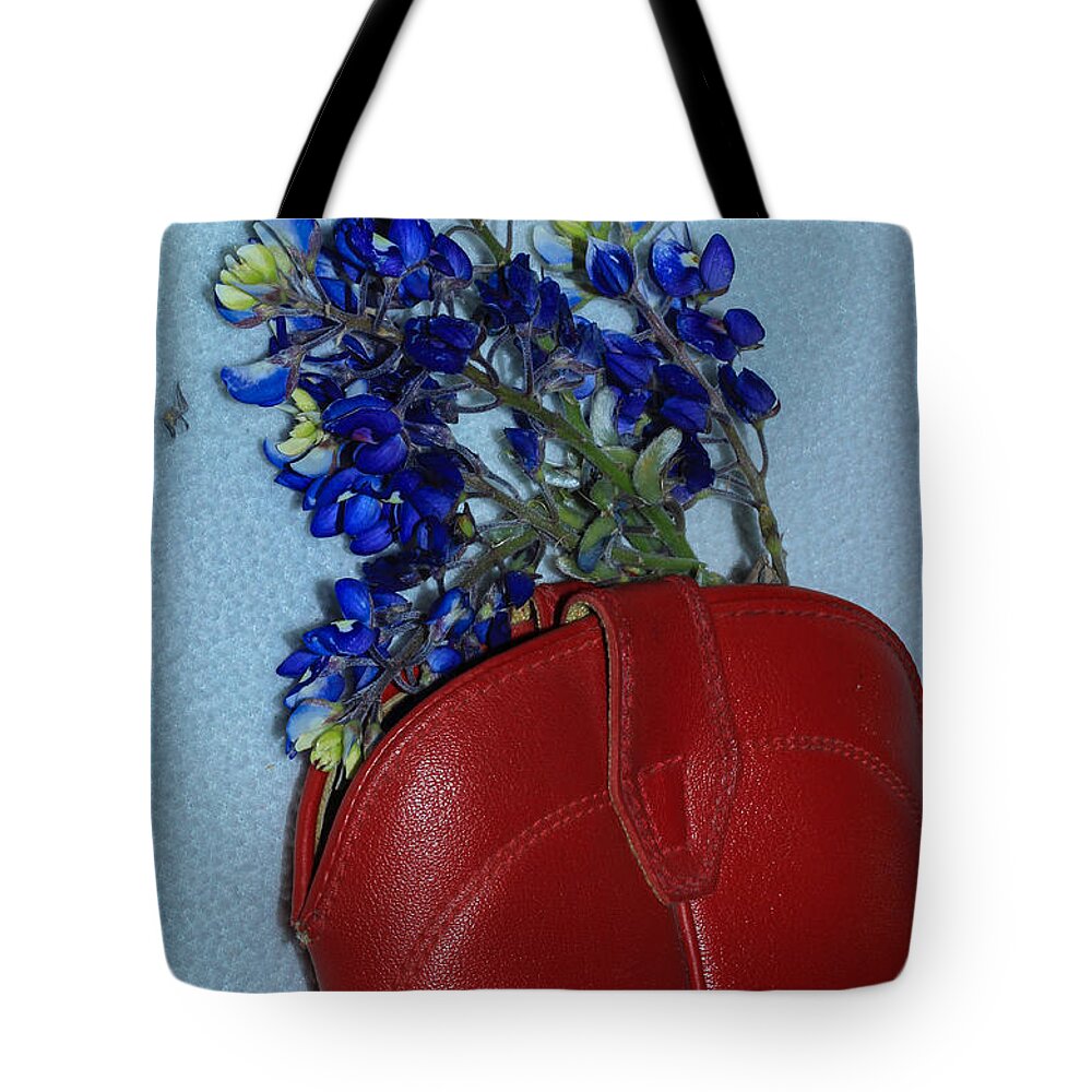 Bluebonnet Tote Bag featuring the photograph Bluebonnet Boot by Toma Caul
