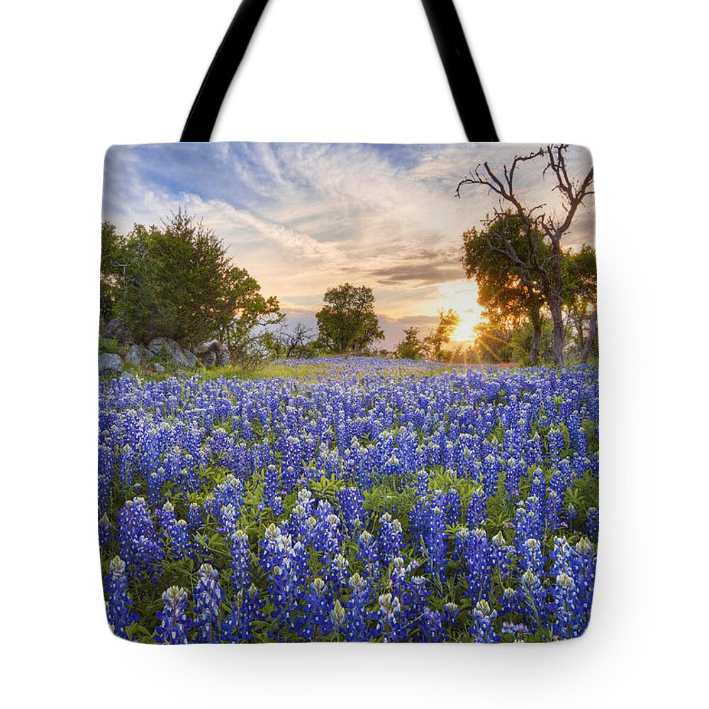 Bluebonnet Images Tote Bag featuring the photograph Bluebonnets Under a Texas Sunset 2 by Rob Greebon