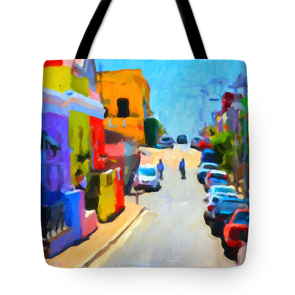 Bo-kaap Tote Bag featuring the painting Bo-Kaap by Chris Armytage