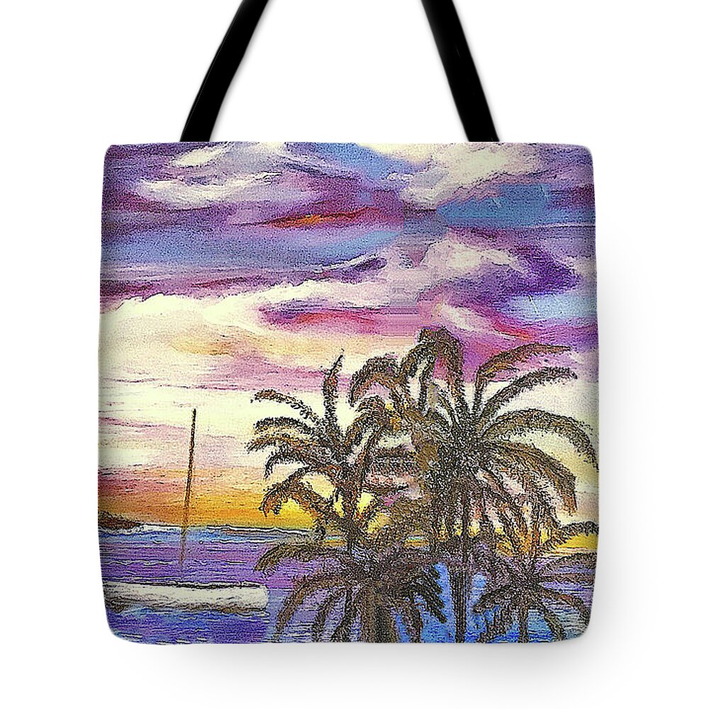Kapoho Tote Bag featuring the painting Anchored at Kapoho Lagoon by Michael Silbaugh