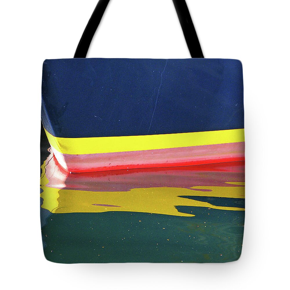 Blue Tote Bag featuring the photograph Boat Reflection by Ted Keller
