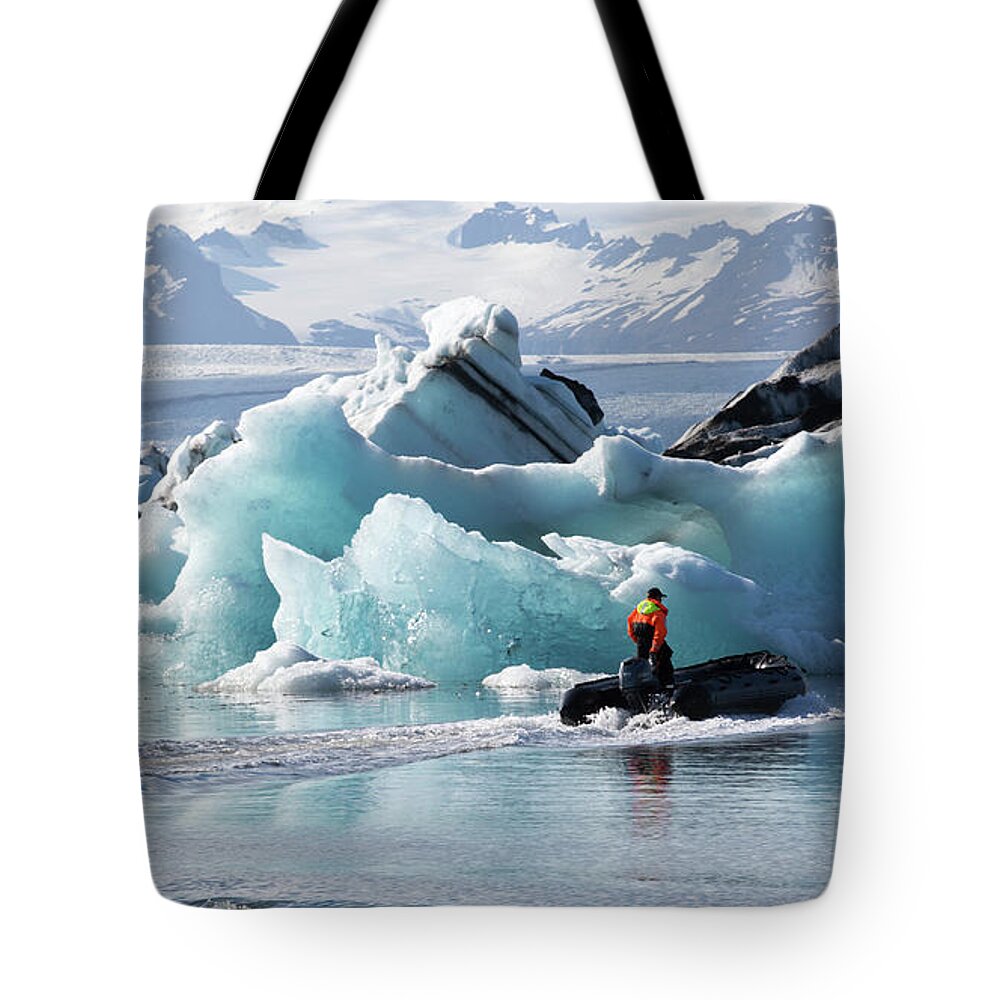 Europe Tote Bag featuring the photograph Boat tour in Glacial lagoon by Agnes Caruso