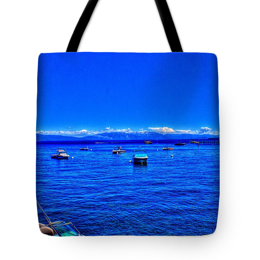 Hdr Tote Bag featuring the photograph Boating on Lake Tahoe by Randy Wehner