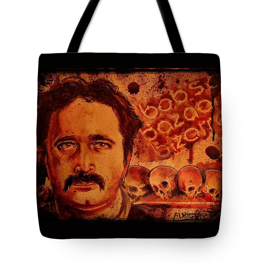 Ryan Almighty Tote Bag featuring the painting BOB BERDELLA fresh blood by Ryan Almighty