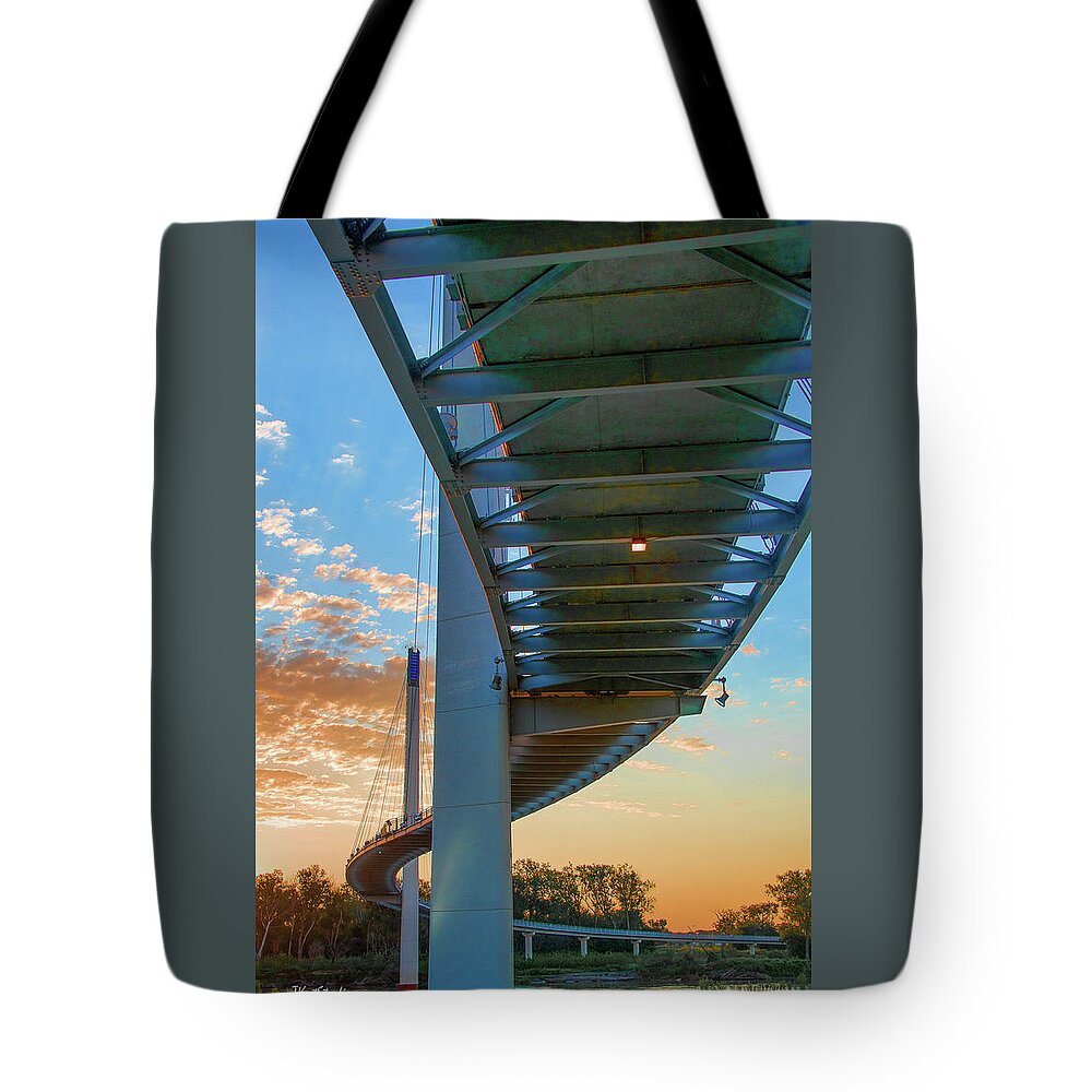 Bob Kerry Footbridge Tote Bag featuring the photograph Bob Kerry Bridge at Sunrise-2 by Tim Kathka