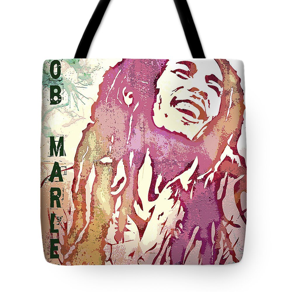 Bob Marley Tote Bag featuring the digital art Bob Marley by Binka Kirova