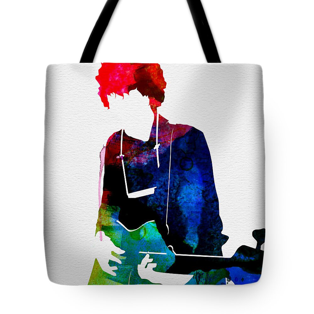 Bob Dylan Tote Bag featuring the painting Bob Watercolor by Naxart Studio