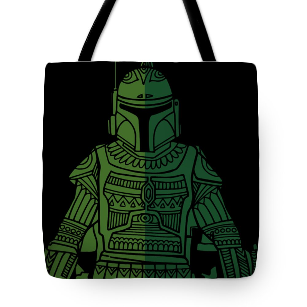Boba Tote Bag featuring the mixed media Boba Fett - Star Wars Art, Green 02 by Studio Grafiikka