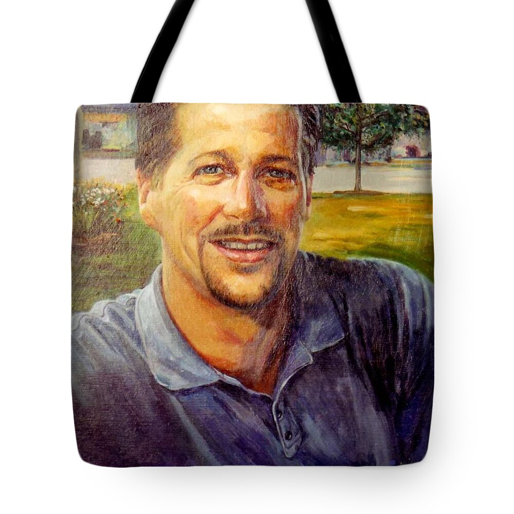 Portrait Tote Bag featuring the painting Bobby by Stan Esson