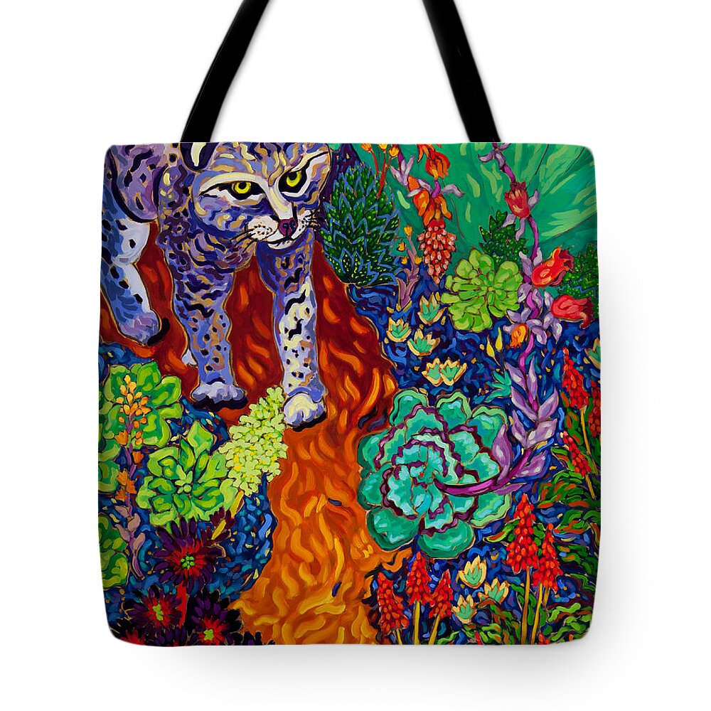 Bobcat Tote Bag featuring the painting Bobcat Kachina by Cathy Carey