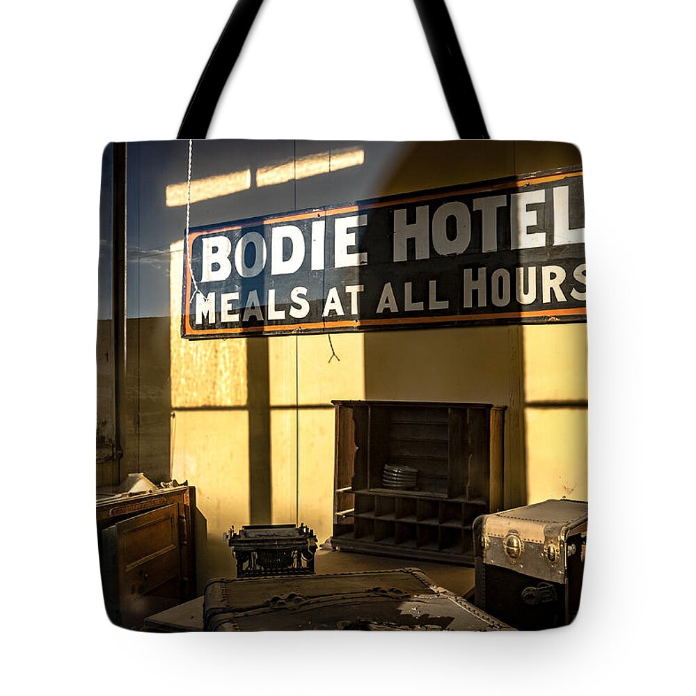 Interior Tote Bag featuring the photograph Bodie Hotel by Cat Connor