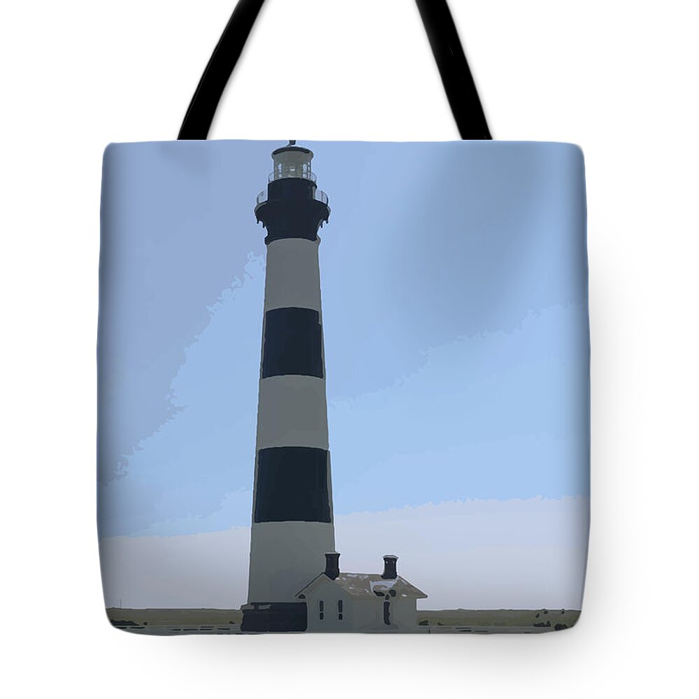 Bodie Tote Bag featuring the digital art Bodie Island Lighthouse by Darrell Foster