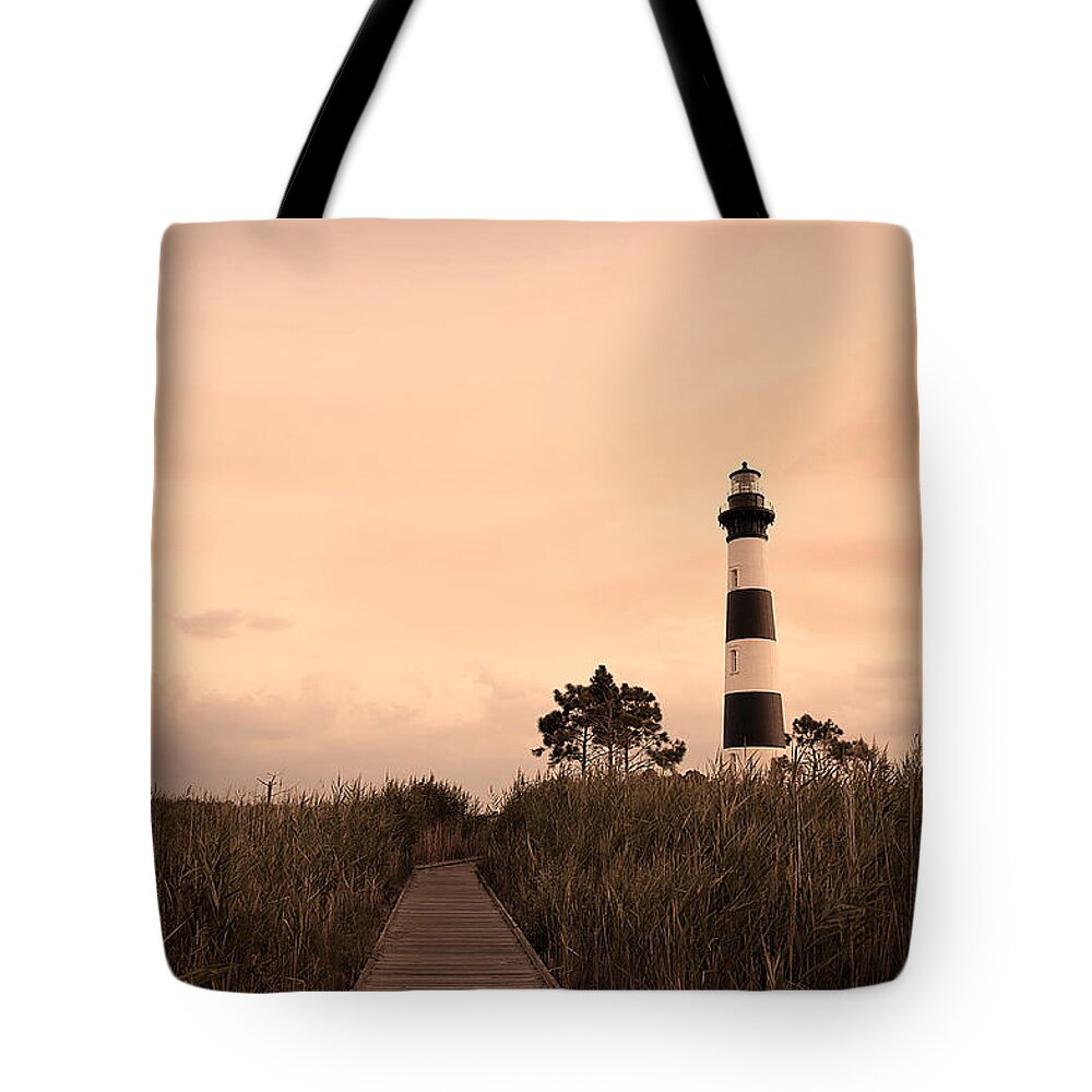 Bodie Lighthouse Tote Bag featuring the photograph Bodie Lighthouse Sunset by Kelley Nelson