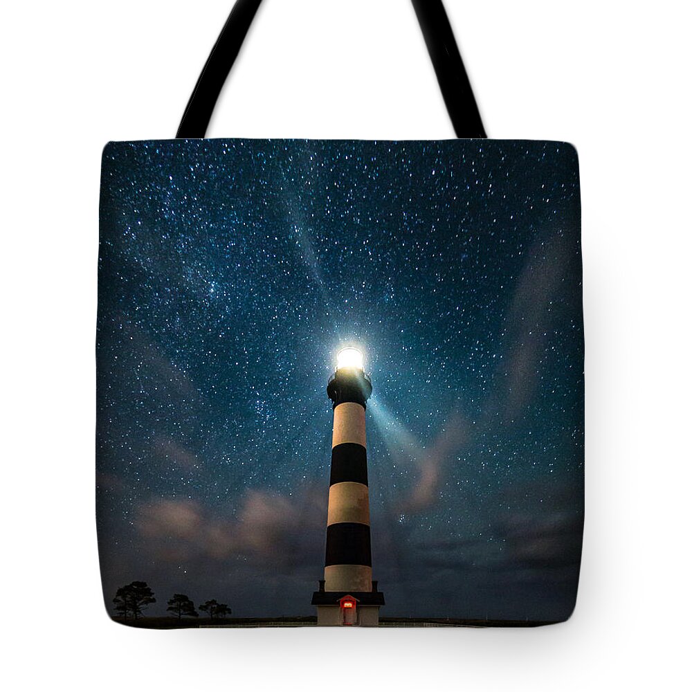 Bodie Tote Bag featuring the photograph Bodie Lighthouse Under the Stars by Nick Noble