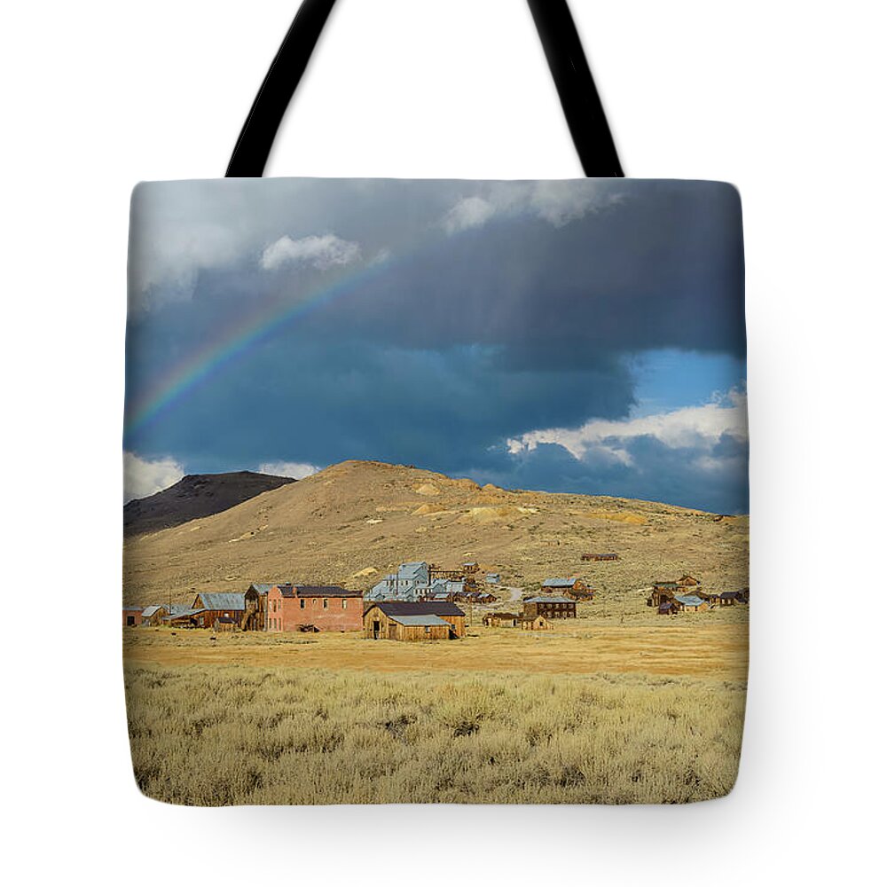 Bodie Tote Bag featuring the photograph Bodie Rainbow by Mike Ronnebeck