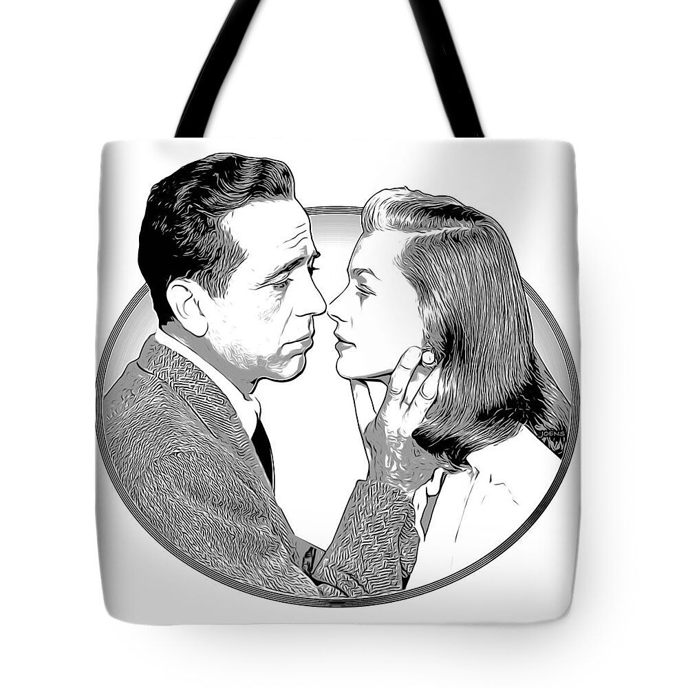 Love Tote Bag featuring the drawing Bogie and Bacall by Greg Joens