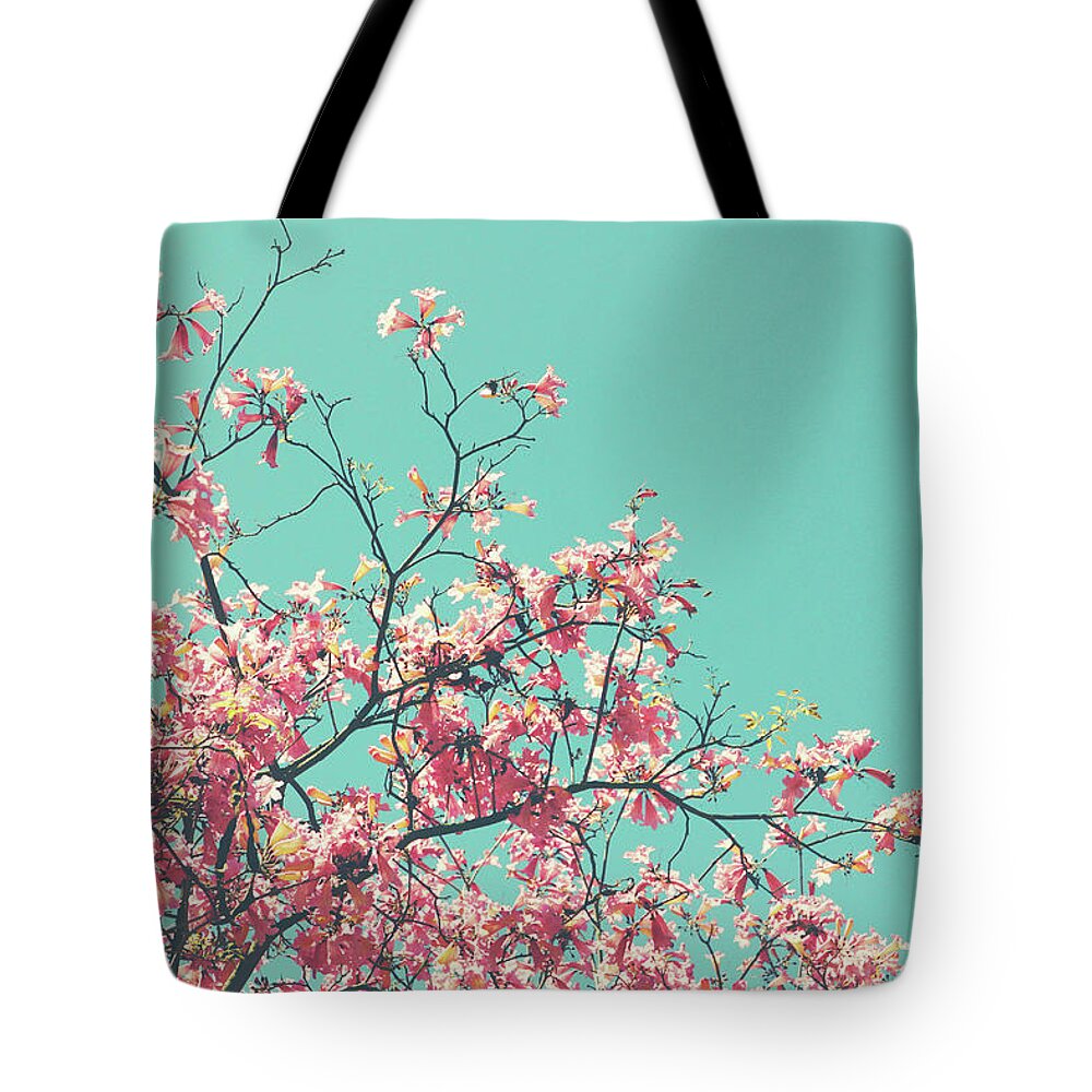 Pink Tote Bag featuring the photograph Boho Cherry Blossom 1- Art by Linda Woods by Linda Woods