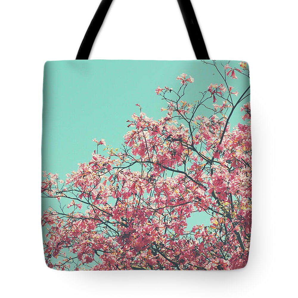 Pink Tote Bag featuring the photograph Boho Cherry Blossom 2- Art by Linda Woods by Linda Woods