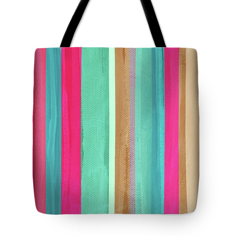 Boho Tote Bag featuring the mixed media Boho Stripe- Art by Linda Woods by Linda Woods