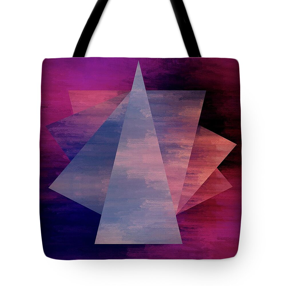 Brandi Fitzgerald Tote Bag featuring the digital art Bold Fuchsia and Blue Triangles by Brandi Fitzgerald