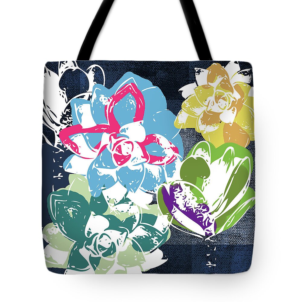 Succulents Tote Bag featuring the mixed media Bold Succulents 2- Art by Linda Woods by Linda Woods
