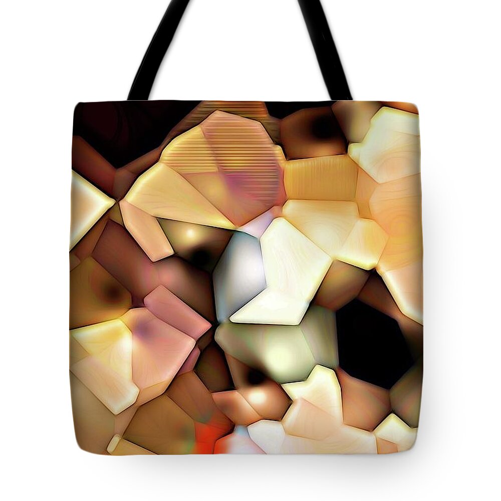 Abstract Tote Bag featuring the digital art Bonded Shapes by Ronald Bissett