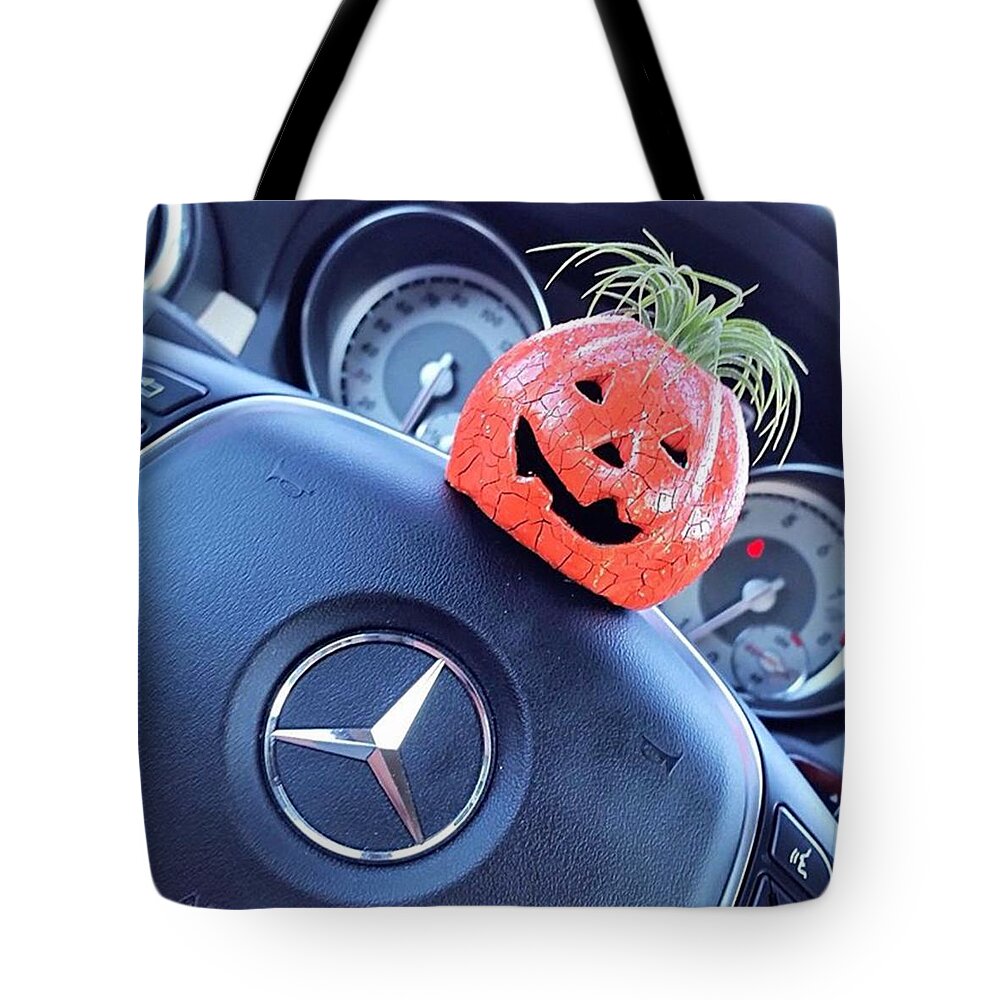 🎃 Tote Bag featuring the photograph #boo! My #car Is Getting Excited About by Austin Tuxedo Cat