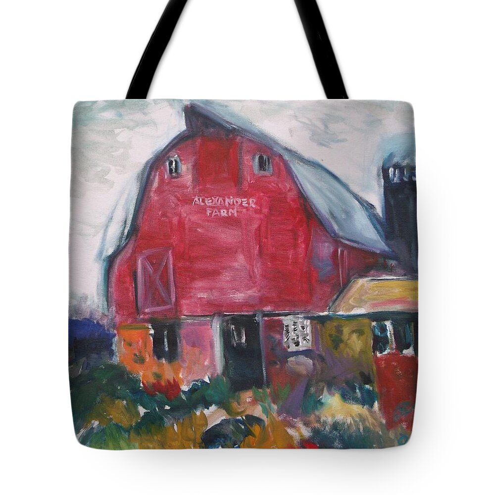Farm Tote Bag featuring the painting Boompa's Barn by Mykul Anjelo