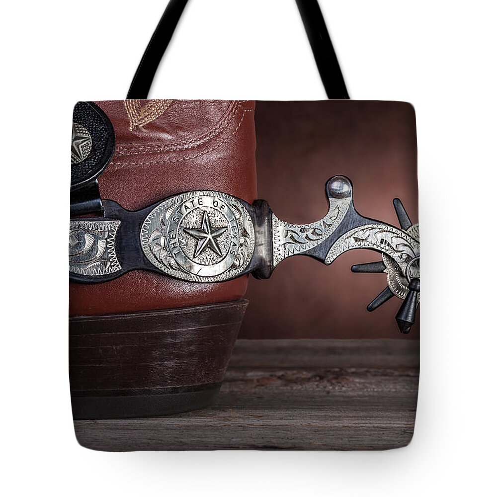 Texas Tote Bag featuring the photograph Boot Heel with Texas Spur by Tom Mc Nemar