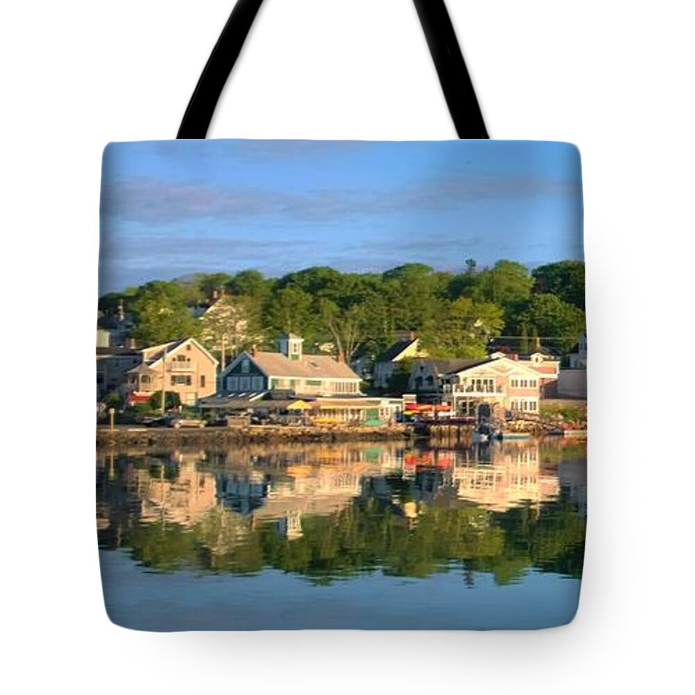 Booth Bay Tote Bag featuring the photograph Booth Bay Reflections by Lisa Dunn