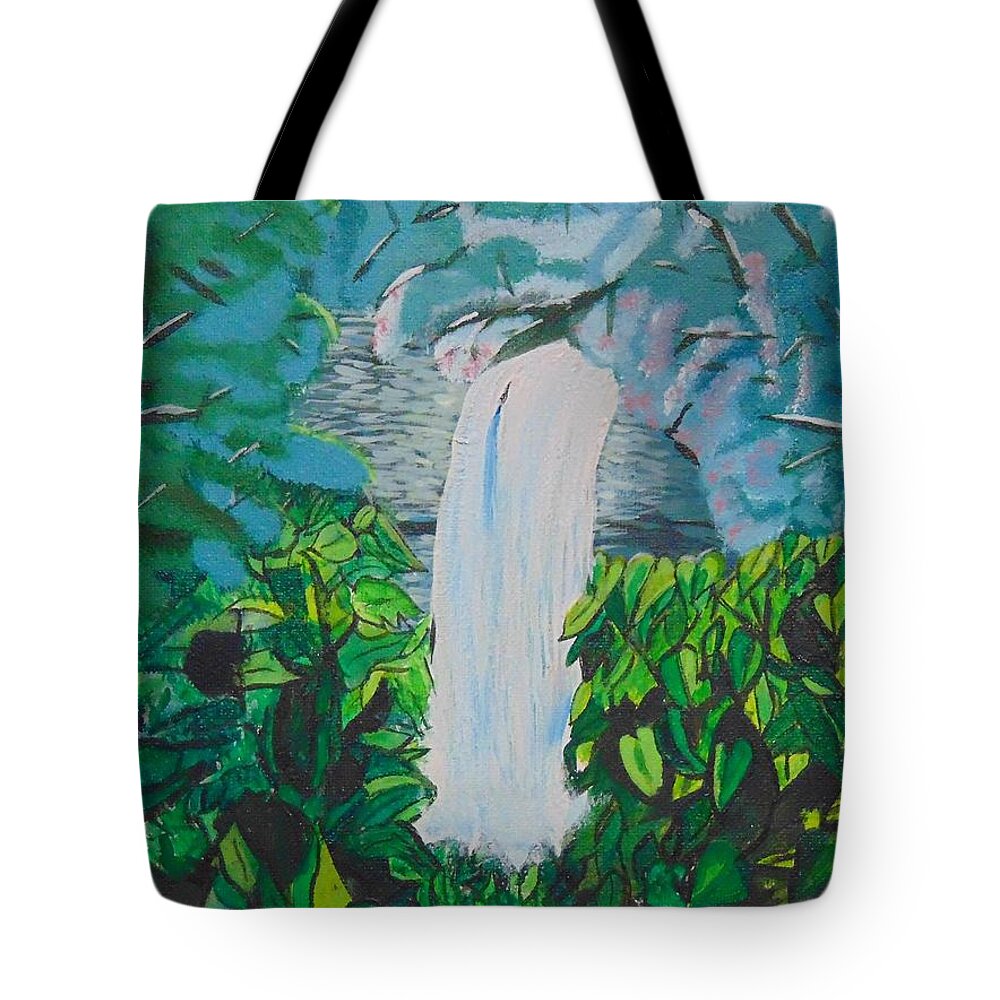 Waterfall Tote Bag featuring the painting Borer's Falls by David Bigelow