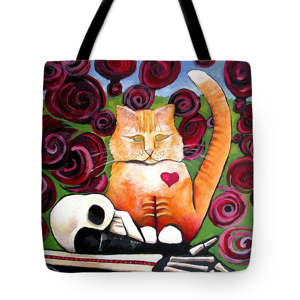 Ginger Cat Tote Bag featuring the painting Boris and Me by Delight Worthyn
