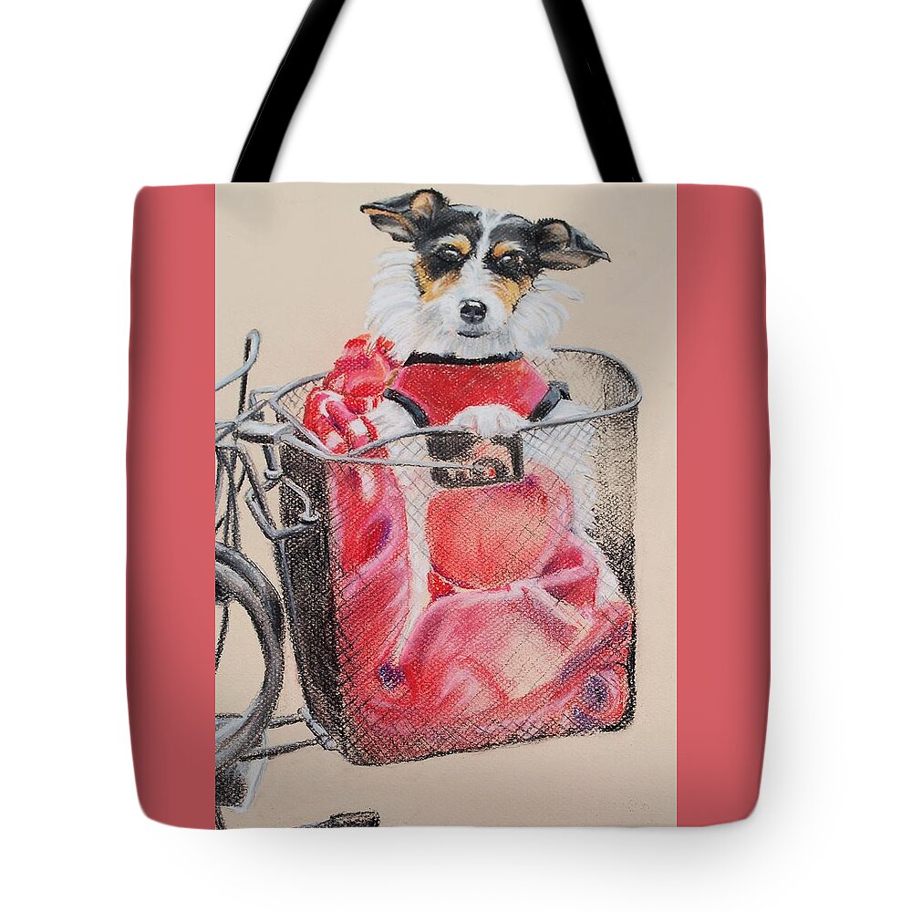 Dog Tote Bag featuring the pastel Born To Ride by Teresa Smith