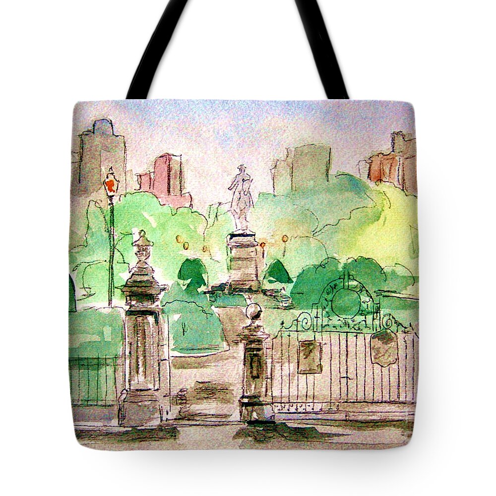 Boston Public Gardens Tote Bag featuring the painting Boston Public Gardens by Julie Lueders 