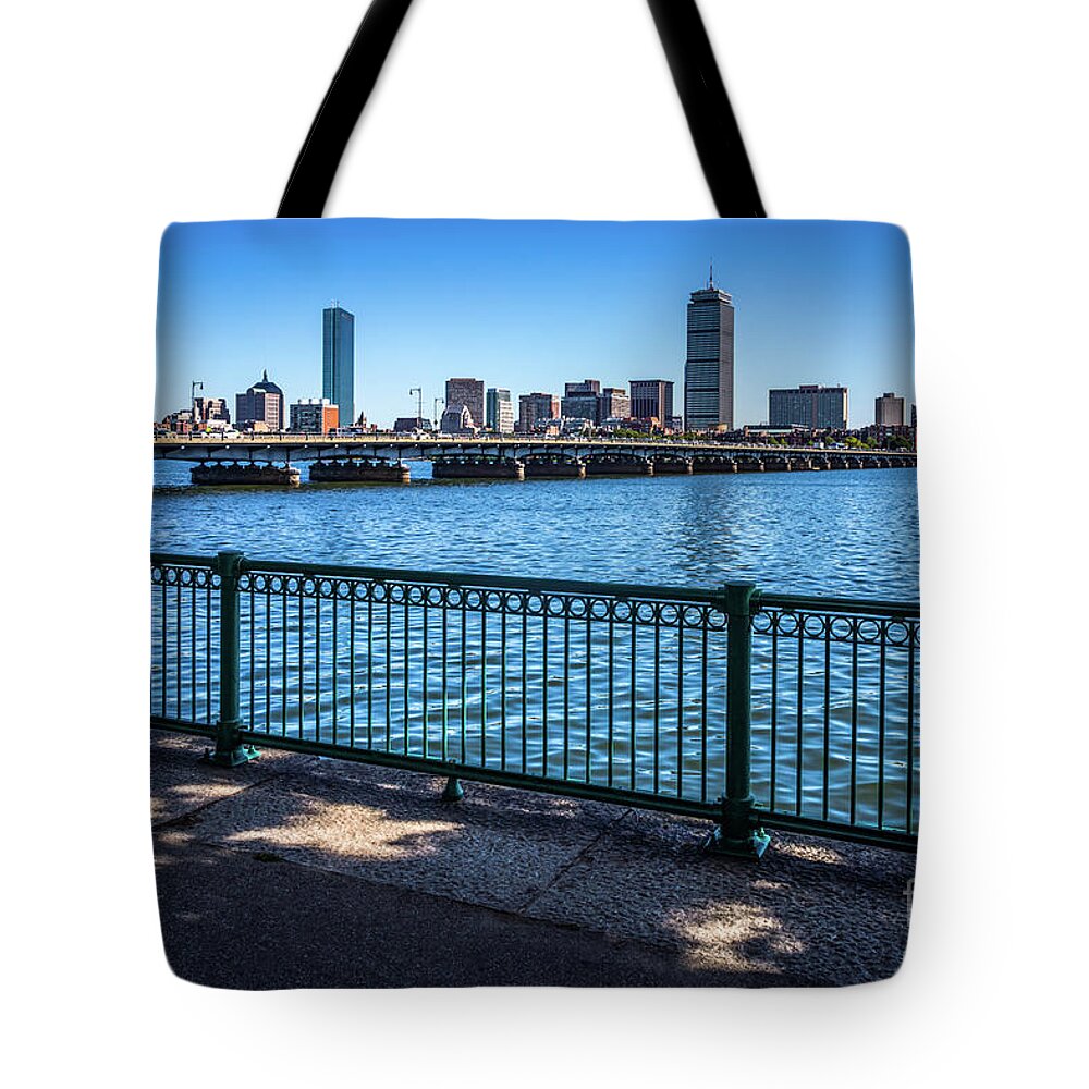 America Tote Bag featuring the photograph Boston Skyline Harvard Bridge Photo by Paul Velgos