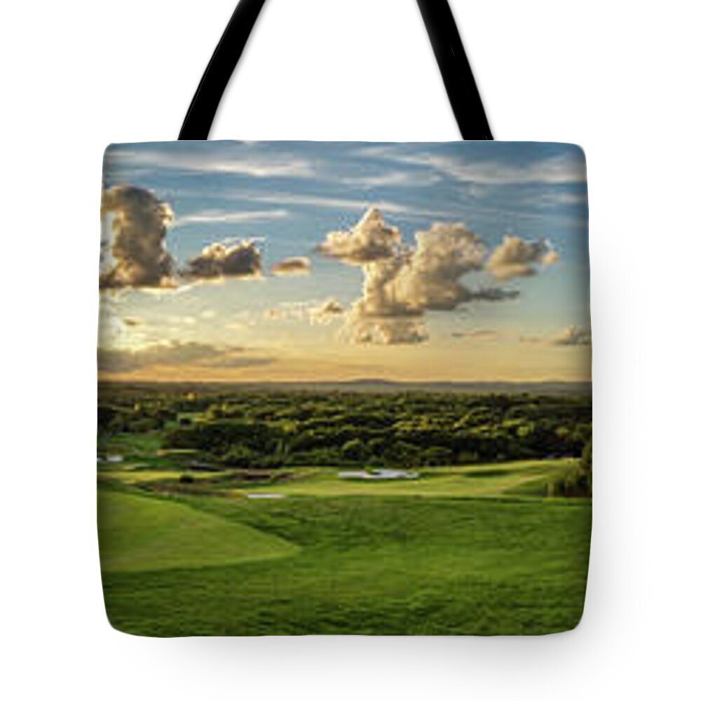 Golf Tote Bag featuring the photograph Boston Sunset Pano by David Hart