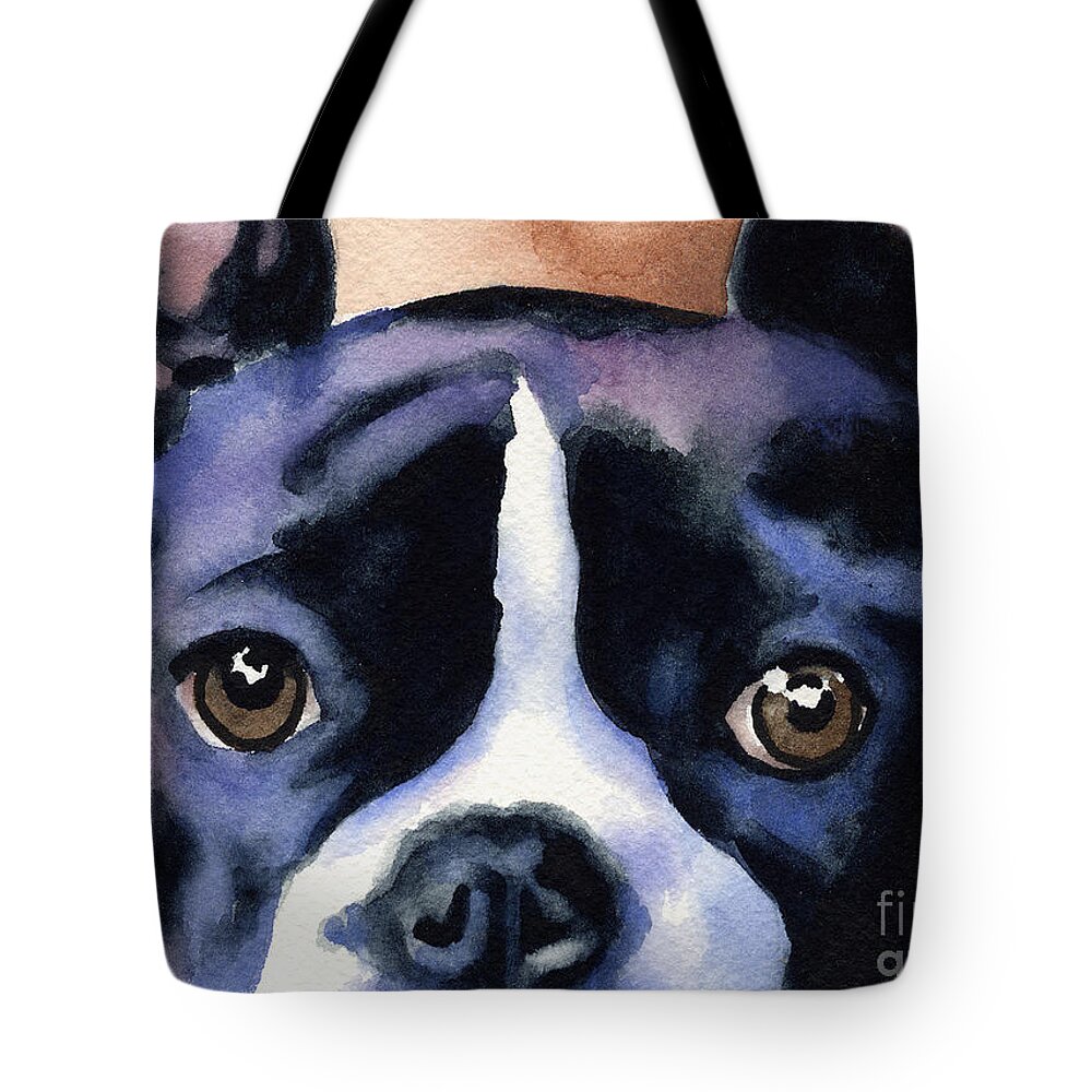 Boston Terrier Tote Bag featuring the painting Boston Terrier by David Rogers