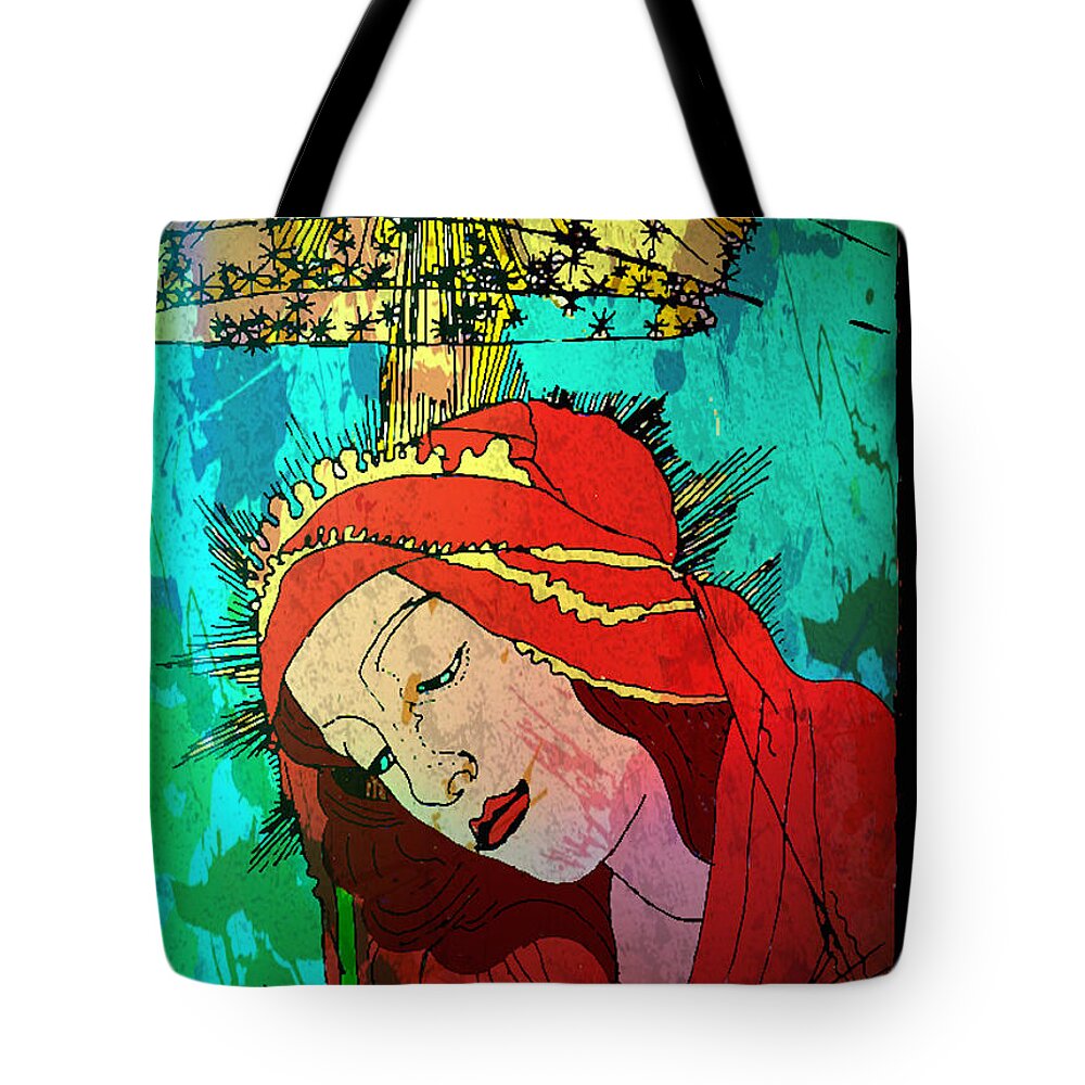 Botticelli Madonna Tote Bag featuring the painting Botticelli Madonna Expressionistic by Genevieve Esson