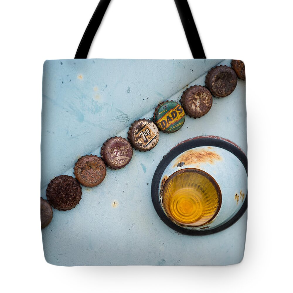 Arizona Tote Bag featuring the photograph Bottle Cap Bus by Richard Kimbrough