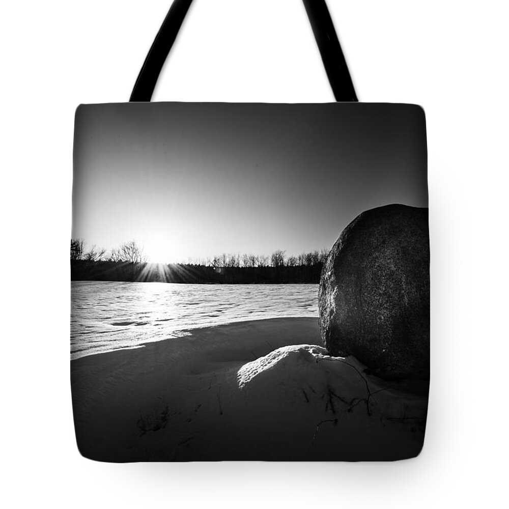 Snow Tote Bag featuring the photograph Boulder at Sunset by Robert McKay Jones