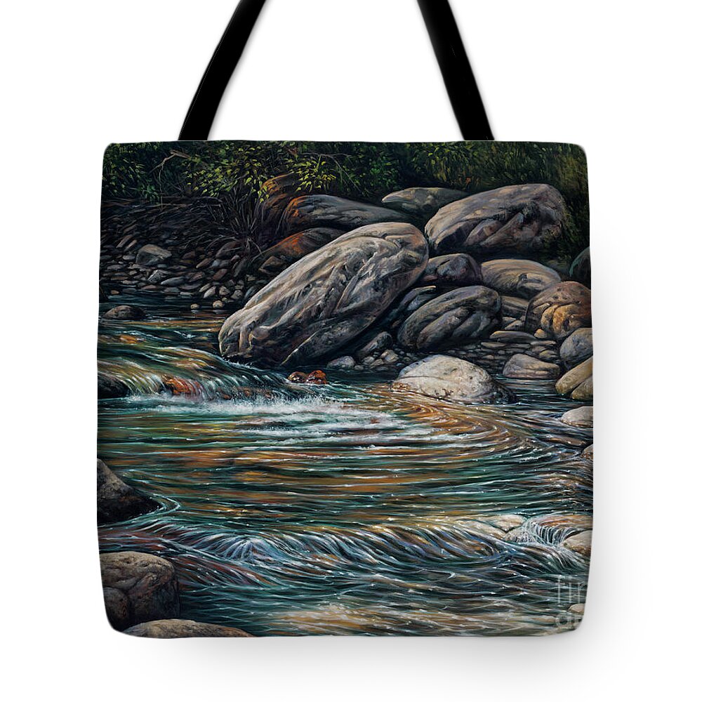 Landscape Tote Bag featuring the painting Boulders at Jemez by Ricardo Chavez-Mendez