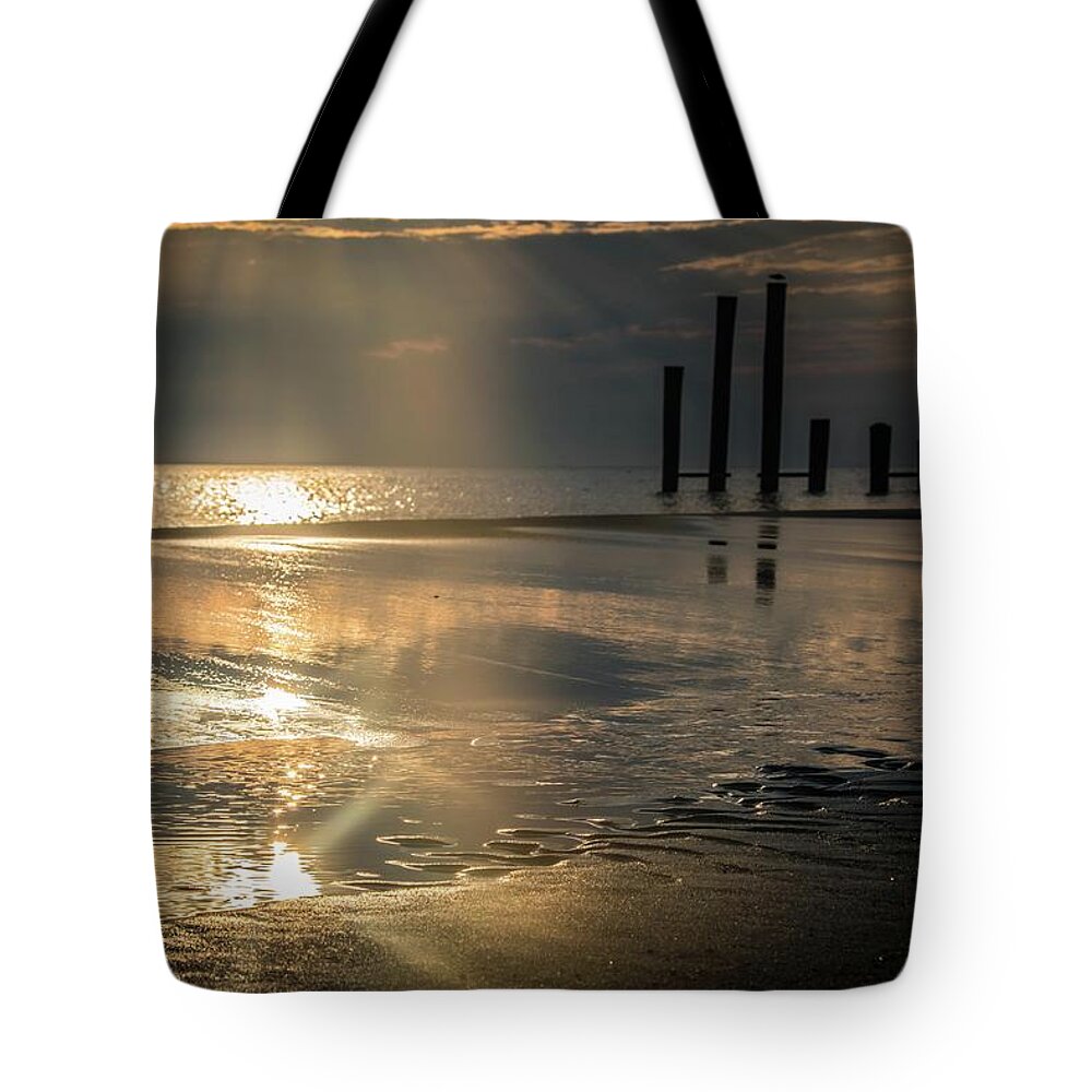 Sunrise Tote Bag featuring the photograph Bouncing Morning Sun by Larkin's Balcony Photography